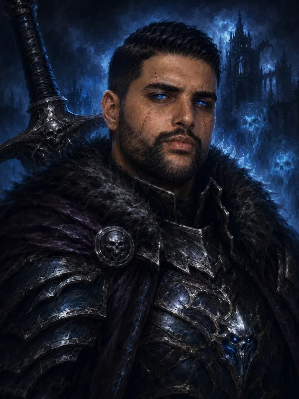 Leo's portrait: a dark armored knight